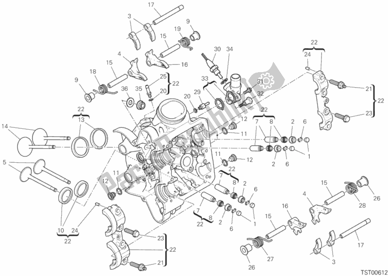 All parts for the Horizontal Cylinder Head of the Ducati Multistrada 1260 S D-air 2020